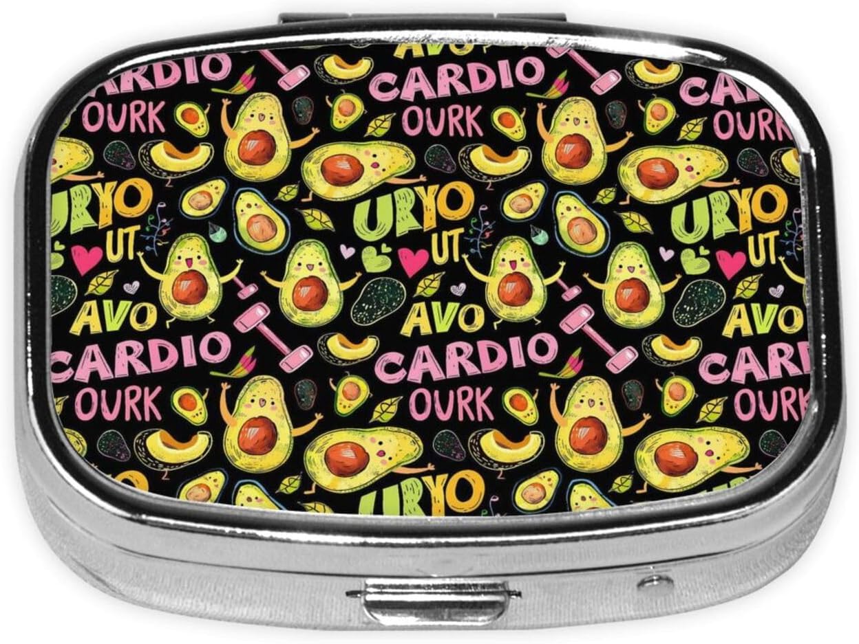 Nutrition One Fitness - Avocado Fitness 4-compartiments bedrukte pillendoos, metalen